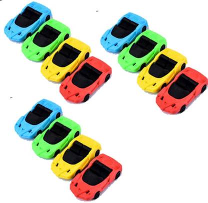 PMW Car Shape Eraser - Pack of 12 Non-Toxic Eraser