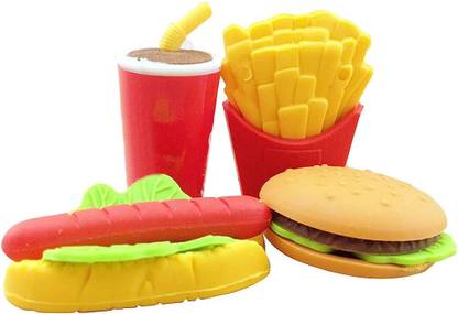 एंशिएंटकार्ट Fancy Miniature Replica Burger Erasers Set of 4 इरेज़र