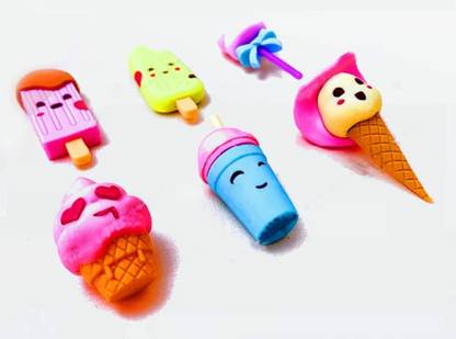 Dherik Tradworld Sweet Ice Cream Erasers Set Cute And Trendy Rubber Kit Set for Toddlers Non-Toxic Eraser
