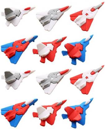 AncientKart Fancy Eraser Fighter plane Aeroplan Style set of 12 Non-Toxic Eraser