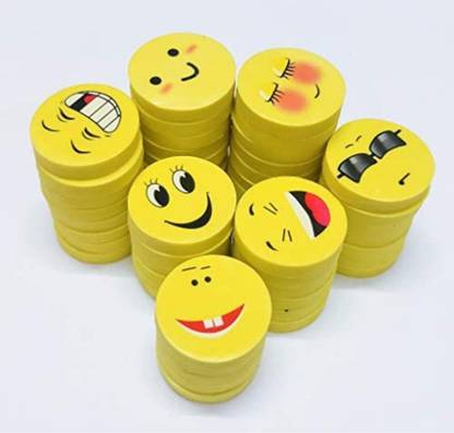 Barbarik Smiley attractive emoji erasers (5*4=20 pcs pack) - Round shape Pack of 20 pcs Non-Toxic Eraser