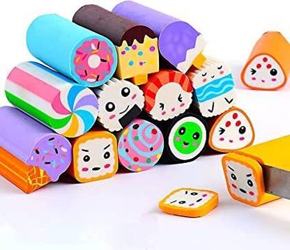 apcatio Food Erasers 6 Pack Sushi Desserts Desk Pet Erasers for Kids Non-Toxic Eraser