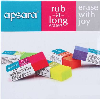 APSARA Rub-a-Long Erasers Pack Of 20 Multicolor Non-Toxic Eraser