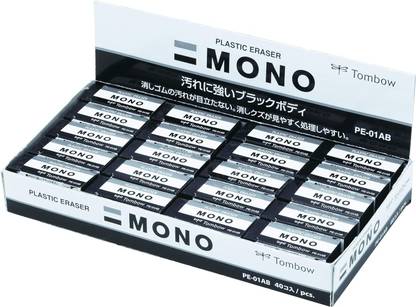 Tombow Mono Plastic Eraser, Mono Black S 40Pk Non-Toxic Eraser