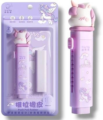 Samvardhan Unicorn Fancy Kawaii Cutter Style Erasers with Clutch Mechanism for Kids Non-Toxic Eraser