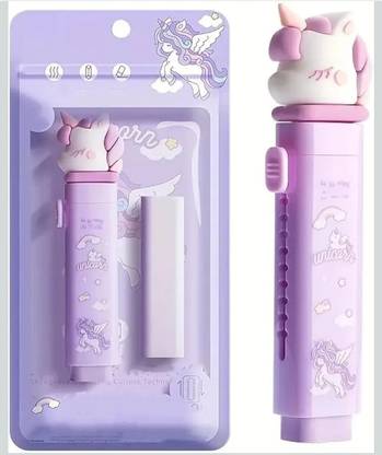 Mira Farmcraft Unicorn Cute Retractable Push-Pull Mechanism Eraser School Stationary Rubber Set Non-Toxic Eraser