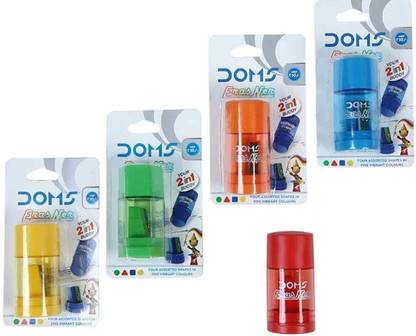 DOMS ErasNer Eraser + Sharpner Blister Pack | Durable & Strong Built Quality Non-Toxic Eraser
