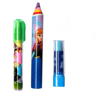 ShopTop Paras combo eraser 1 Lipstick, 1 pop up and 1 Long Pencil shape eraser Non-Toxic Eraser