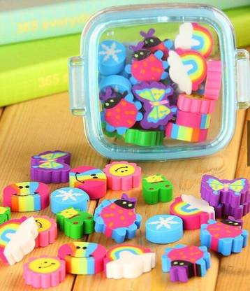 TTS Cute Multicolor Mix Character Erasers Box Kit for Kids Non-Toxic Eraser