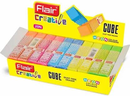 FLAIR Cube Dust Free Pack Of 20 Non-Toxic Eraser