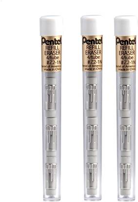PENTEL Mechanical Pencil Eraser Refills, Z2-1N, PACK of 3 Tubes(Total 12 Erasers) Non-Toxic Eraser