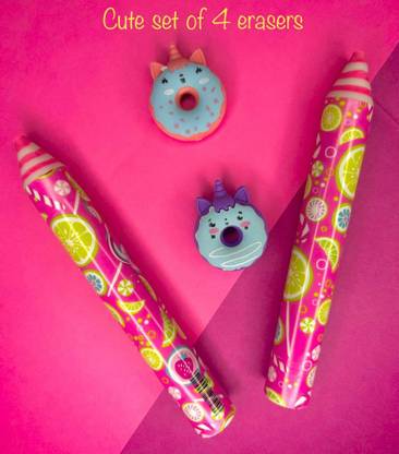 cheyenne Unicorn donut erasers a set of 4 Non-Toxic Eraser