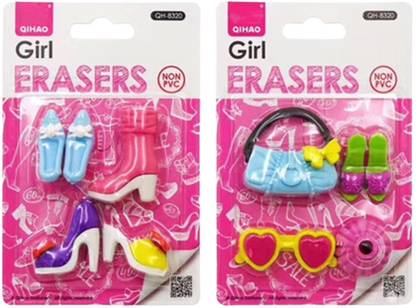 SYGA 8 Pcs Cartoon Shaped Rubber Erasers for Child Student Gift(Girl) Eraser