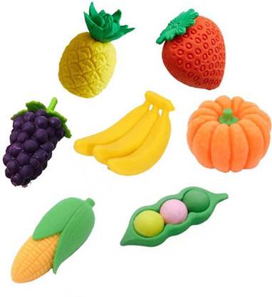 ShopTop Rainbow 7 Pcs Colorful Fruit Eraser Set Non-Toxic Eraser Non-Toxic Eraser