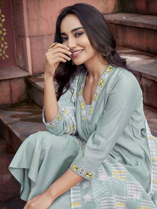 Royal Export Solid Kurta, Trouser/Pant & Dupatta Set