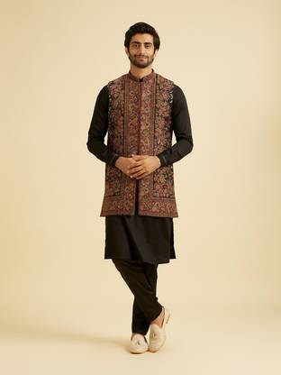 MANYAVAR Men Kurta Pant Ethnic Jacket Set