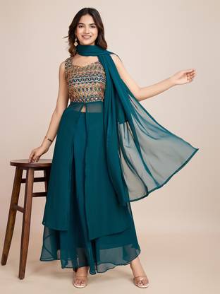 Aksharam Women Kurta Palazzo Dupatta Set
