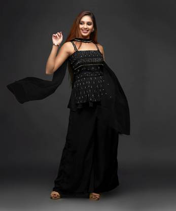 SANCIA Women Ethnic Top Palazzo Dupatta Set