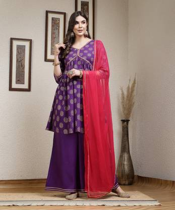 Stylum Women Kurta Palazzo Dupatta Set