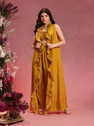 INDO STREET Women Ethnic Top Palazzo Set