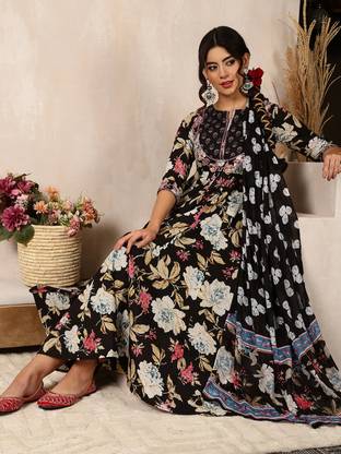KIMAYRA Women Kurta Palazzo Attached Dupatta Set