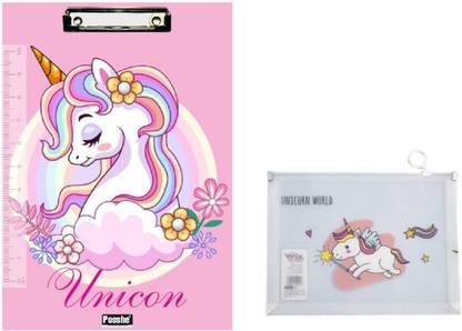 Posshe Unicorn Clipboard With Pencil Kit Combo For all Students