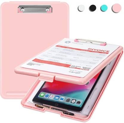 NSUSU Clipboard File Storage Case Plastic Clipboard Exam Board with Storage Box(Pink)