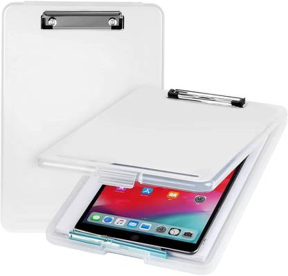 FRKB Semi Transparent A4 Folding Exam Pad/Clipboard with Storage Case for Paper etc