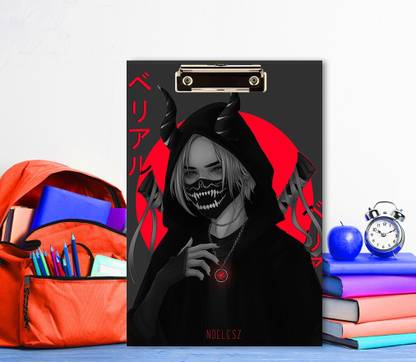 Creative Print Solution Anime red mask girl Reprint Clip Board Exam Pad (14x9.5 Inches)