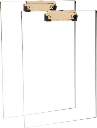 FRKB Acrylic Clipboard Exam Pad Plastic Writing Pad - Set of 2, Transparent