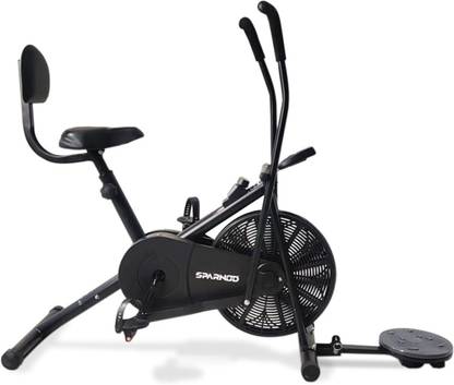 Sparnod Fitness SAB-05_T Upright Air Bike with Adjustable Seat,Backrest &Ab Twister for Home use Upright Stationary Exercise Bike