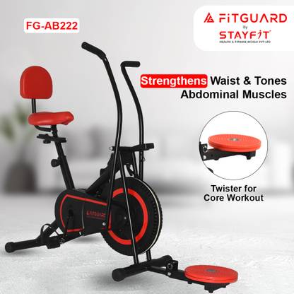 FITGUARD FG AB 222 By STAYFIT Home Use Dual Indoor Bike Moving Handle Backrest Twister Indoor Cycles Exercise Bike