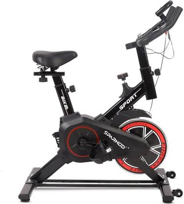 Sparnod Fitness SSB-08 Cycle for Home Gym with 8kg Flywheel LED Display Pulse Sensor Silent Belt Spinner Exercise Bike