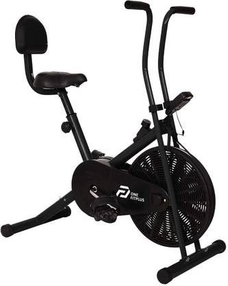 OneFitPlus OFP-1001 Static Handle & Backrest with Diet Plan Services & Trainer Led Sessions Upright Stationary Exercise Bike