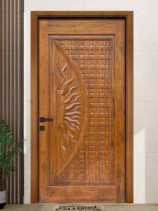 Plantex Main Door for Home/Front Door with Design/Darwaja/Furniture Door 32mm-(39x81 In) Teak, Wood Exterior Door