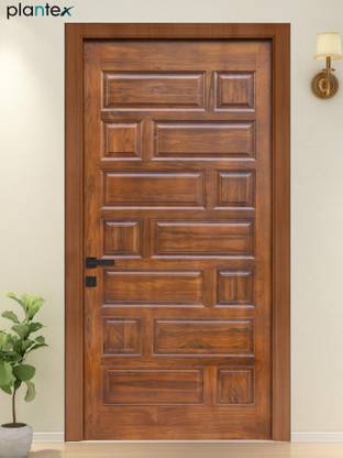 Plantex Front Door with Design/Main Door for Home/Darwaja/Furniture Door 30mm(38x80In) Teak, Wood Exterior Door