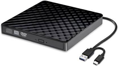 RuhZa External DVD Drive USB 3.0 Type-C Portable Drive Slim CD/DVD Writer Reader 2IN1 External DVD Writer