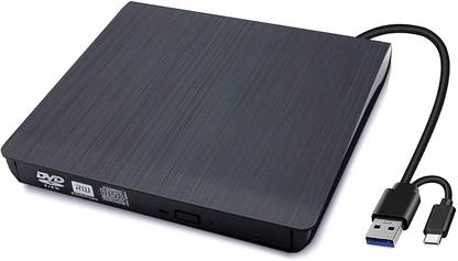 microware External CD DVD +/-RW Drive USB 3.0 Type-C Portable CD DVD Optical Drive External DVD Writer