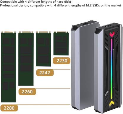 ULTRABYTES A-B-C M.2 Nvme PCIE NGFF SATA SSD Enclosure, 10Gbps USB3.1 Gen2 Portable 2.5 inch Portable NVME Enclosure
