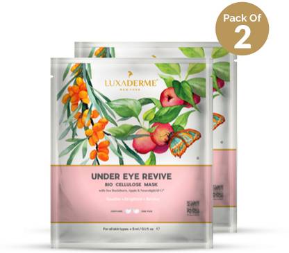 LuxaDerme Under Eye Revive Bio Cellulose Sheet Mask |Hydrate &Brighten Under Eyes pack of2