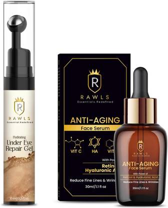 RAWLS Face Serum & Under Eye Cream Gift Set for Glowing Skin & Dark Circles