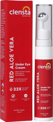 Clensta Red Aloe Vera Under Eye Cream For Dark Circles, Puffiness & Fine Lines