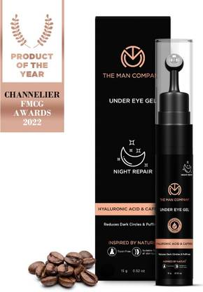 THE MAN COMPANY Under Eye Gel | Caffeine & Hyaluronic Acid | Steel Roller | Reduces Dark Circles, Puffiness & Fine Lines | Brightens The Under Eye | Soothes Tired Eyes | Easy Application