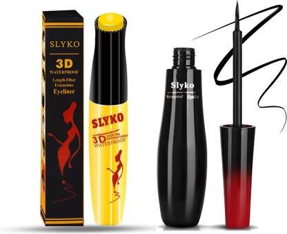 slyko 3D Waterproof Eyeliner with slynder eyeliner, Intense Black 9 g (pack of 02) 18 g