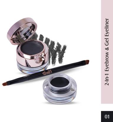 Glam21 Cosmetics 2-in-1 Eyebrow & Gel Eyeliner-Intense Black Color|Quick Dry, Smudge & Waterproof 4 g