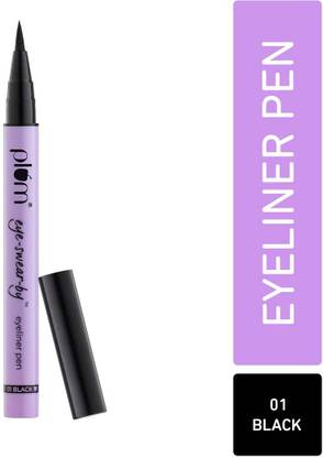 Plum Eye-Swear-By Eyeliner Pen | Flexible Felt-Tip | Smudge-Proof | 01 Black | 0.6 ml