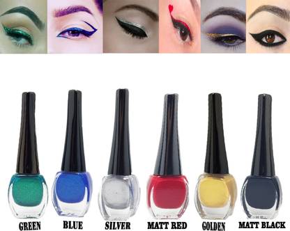 Bigwig Smudgeproof waterproof Glitter&matt Eyeliner6(green,blue,silver,golden,red,blck) 8 ml