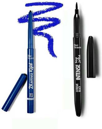 BLUE HEAVEN 2X INTENSE TRUE BLUE KAJAL +INTENSE EYELINER EASY SKETCH EXTREME BLACK( COMBO PACK OF 2) ( Blue ,Black) 37 g
