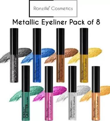 RONZILLE shimmer Metallic Glitter Eyeliner Waterproof /Combo of 8 15 ml