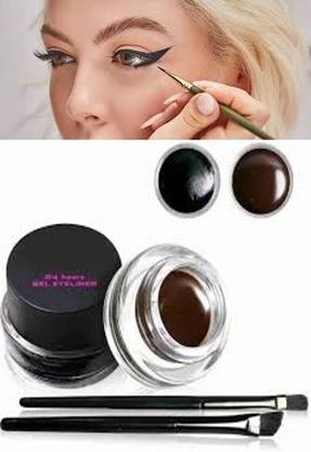 Music Flower LIQUID GEL EYELINER BLACK AND BROWN COMBO(PACK OF 1) 6 g